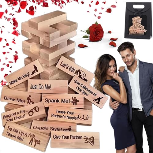 48 Stück Super Naughty Block Tower Game, Love & Naughty Stapelturm Holzblöcke, Love & Naughty Stapelturm Holzblöcke, 48 Eisbrecher Fragen Tumbling Tower Spiel, Lustiges Paarspiel für Erwachsene 48 Stück Super Naughty Block Tower Game, Love & Naughty Stapelturm Holzblöcke, Love & Naughty Stapelturm Holzblöcke, 48 Eisbrecher Fragen Tumbling Tower Spiel, Lustiges Paarspiel für Erwachsene von YuuFcy