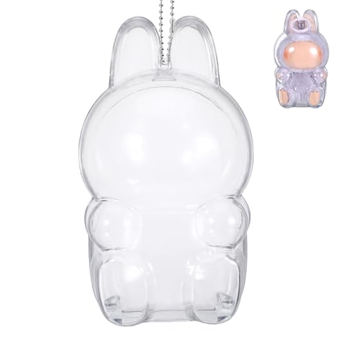 Yuuchoringee Maßgeschneiderte Schutzhülle für Sammelfiguren in Sitzpose, Passgenaue Tasche für die Sitzversion von 17cm Art Toys mit Langen Ohren, PVC Display Case mit Metallkugelkette (ohne Puppe) von Yuuchoringee