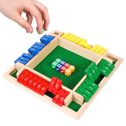 Yuuchoringee Shut The Box 4 Spieler, Holz Brettspiele Rechenspiel Würfelspiel mit 8 Würfeln, Klassisches Mathematik Lernspielzeug für Kinder und Erwachsene, Würfelspiel aus Holz für Familie und Party Yuuchoringee Shut The Box 4 Spieler, Holz Brettspiele Rechenspiel Würfelspiel mit 8 Würfeln, Klassisches Mathematik Lernspielzeug für Kinder und Erwachsene, Würfelspiel aus Holz für Familie und Party von Yuuchoringee