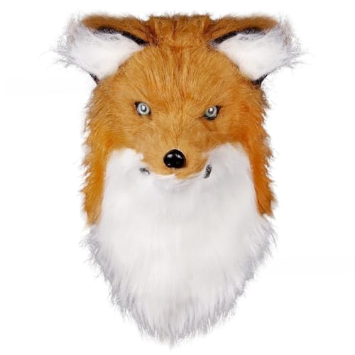 Yuulibux Lustige Fuchsmaske mit beweglichem Kiefer - Realistische Tierkopfbedeckung für Halloween Cosplay Kostüm Party von Yuulibux