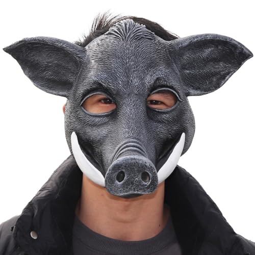Yuulibux Wildschwein-Halloween-Maske für Erwachsene, halbes Gesicht, Tier-Kopfbedeckung, lustige Schweinemaske für Bühnenauftritte Yuulibux Wildschwein-Halloween-Maske für Erwachsene, halbes Gesicht, Tier-Kopfbedeckung, lustige Schweinemaske für Bühnenauftritte von Yuulibux