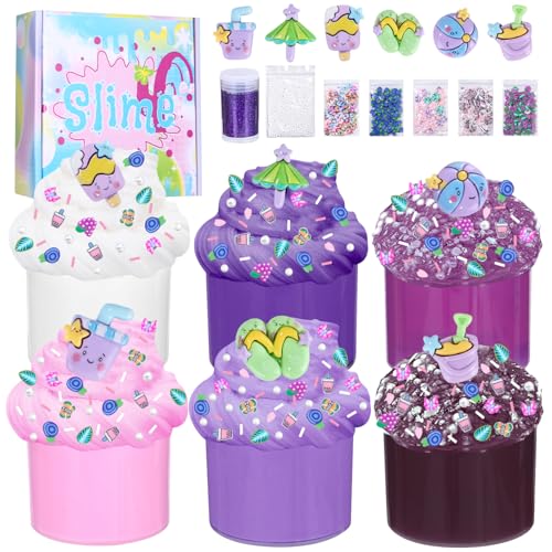 Yuxava 6 Stück Lila Slime Set - Fluffy Cloud Wolkenschleim, Butter Schleim & Clear Slime, Crunchy Slime für Kinder, Geburtstag Halloween Weihnachten Geschenk für Mädchen & Jungen Yuxava 6 Stück Lila Slime Set - Fluffy Cloud Wolkenschleim, Butter Schleim & Clear Slime, Crunchy Slime für Kinder, Geburtstag Halloween Weihnachten Geschenk für Mädchen & Jungen von Yuxava