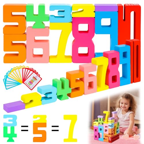 20 Stk Zahlenblocks,Number Blocks,Zahlenbausteine Holz Bauklötze, Montessori Zahlen Lernen,Bunt Building Number Blocks Ab 3 Jahre,Holzbausteine,Wooden Zahlenblock Spielzeug Für Jungen Mädchen Kinder von Yuyueda