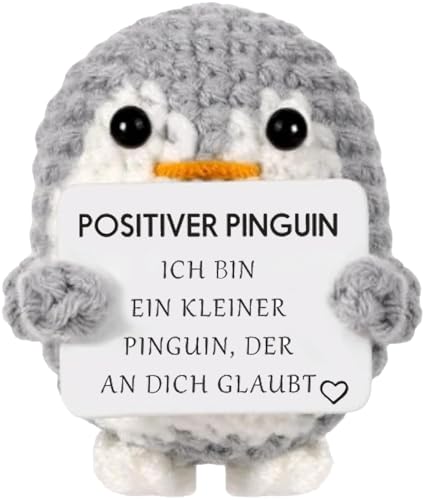 Lustiges Geschenk für Frauen & Männer – Positives Plüschtier, perfekt für Geburtstag, Weihnachten, Wichteln & Deko zu Hause oder im Büro (Positiver Deutscher Pinguin) von YverLand