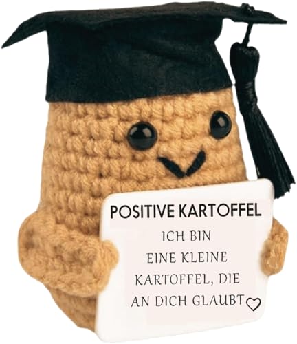 Lustiges Geschenk für Frauen & Männer – Positives Plüschtier, perfekt für Geburtstag, Weihnachten, Wichteln & Deko zu Hause oder im Büro (Positives Deutscher Kartoffel mit Hut) von YverLand