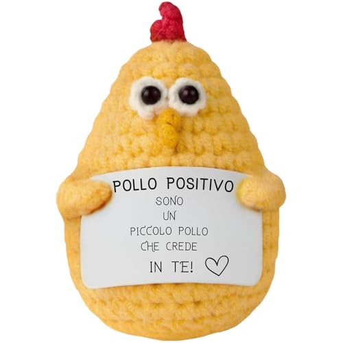 Lustiges Geschenk für Frauen & Männer – Positives Plüschtier, perfekt für Geburtstag, Weihnachten, Wichteln & Deko zu Hause oder im Büro (Positives italienisches Hühnchen) von YverLand