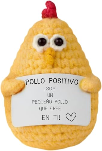 YverLand Originelles Geschenk für Damen, Herren, lustig und motivierend, Plüsch, Geburtstag, Weihnachten, unsichtbarer Freund, Dekoration für Büro und Zuhause, lustige Idee (positives Huhn) von YverLand