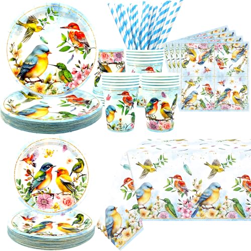 Vogel-Partyzubehör, inklusive Teller, Servietten, Tischdecke, Tassen und Strohhalme, für Vogel-Thema, Babyparty, Sommer-Teeparty-Dekorationen Vogel-Partyzubehör, inklusive Teller, Servietten, Tischdecke, Tassen und Strohhalme, für Vogel-Thema, Babyparty, Sommer-Teeparty-Dekorationen von Ywediim