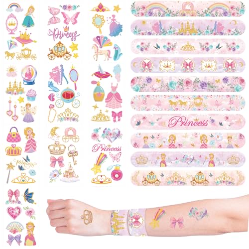 Ywediim Prinzessinnen-Partyzubehör enthält 30 Stück Slap Armbänder, 30 Stück Aufkleber, für Prinzessinnen-Geburtstagsparty-Dekorationen, Klassenzimmer-Belohnungen von Ywediim