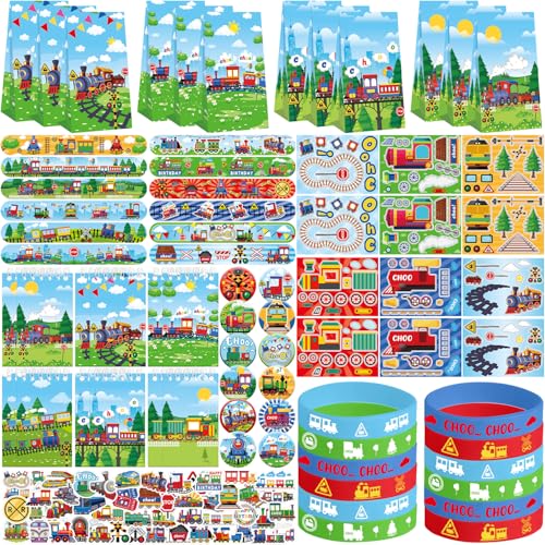 Ywediim Zug Party Favors, einschließlich Geschenktüte, Aufkleber, Silikon-Armbänder, Abzeichen, Notizbuch, für Klassenzimmerpreise, KindertrainThemen-Geburtstagszubehör Ywediim Zug Party Favors, einschließlich Geschenktüte, Aufkleber, Silikon-Armbänder, Abzeichen, Notizbuch, für Klassenzimmerpreise, KindertrainThemen-Geburtstagszubehör von Ywediim