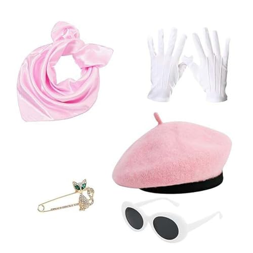 Ywmsfl 1980er Jahre Französische Baskenmütze, Kostüm, Zubehör, Schal, Handschuhe, Broschen, ovale Gläser für französische Themenparty Ywmsfl 1980er Jahre Französische Baskenmütze, Kostüm, Zubehör, Schal, Handschuhe, Broschen, ovale Gläser für französische Themenparty von Ywmsfl