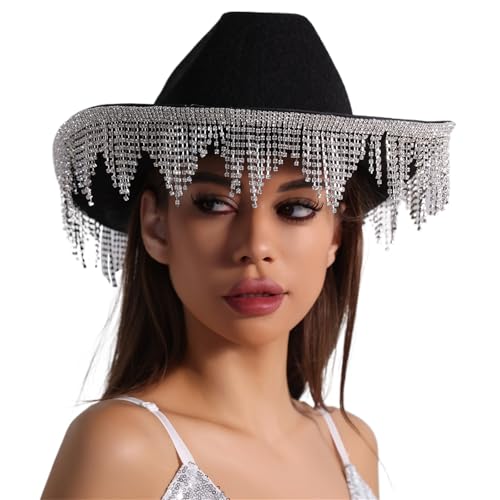 Ywmsfl Fransen Strass Hut für Frauen Cosplay Kostüm Hut Junggesellinnenabschied Kopfbedeckung Hochzeit Party Zubehör Ywmsfl Fransen Strass Hut für Frauen Cosplay Kostüm Hut Junggesellinnenabschied Kopfbedeckung Hochzeit Party Zubehör von Ywmsfl