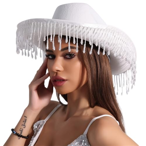 Ywmsfl Fransen Strass Hut für Frauen Cosplay Kostüm Hut Junggesellinnenabschied Kopfbedeckung Hochzeit Party Zubehör Ywmsfl Fransen Strass Hut für Frauen Cosplay Kostüm Hut Junggesellinnenabschied Kopfbedeckung Hochzeit Party Zubehör von Ywmsfl