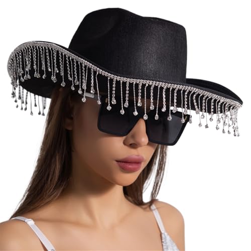 Ywmsfl Fransen Strass Hut für Frauen Cosplay Kostüm Hut Junggesellinnenabschied Kopfbedeckung Hochzeit Party Zubehör Ywmsfl Fransen Strass Hut für Frauen Cosplay Kostüm Hut Junggesellinnenabschied Kopfbedeckung Hochzeit Party Zubehör von Ywmsfl