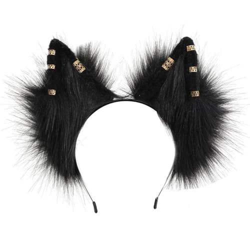 Ywmsfl Halloween-Wolfsohr-Haarband mit Metall-Ohrringen, Rollenspiel, Wolfsohren, realistisches Katzenohr-Haarband für Mädchen, Make-up Ywmsfl Halloween-Wolfsohr-Haarband mit Metall-Ohrringen, Rollenspiel, Wolfsohren, realistisches Katzenohr-Haarband für Mädchen, Make-up von Ywmsfl