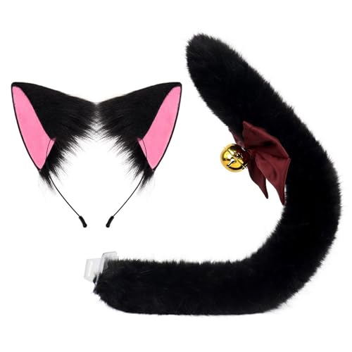 Ywmsfl Katzen-Kostüm-Outfits mit Katzenohren, Stirnband, pelziger Schwanz, Halloween-Katzen-Kostüm, Zubehör für Mädchen, Weihnachten, Cosplay Ywmsfl Katzen-Kostüm-Outfits mit Katzenohren, Stirnband, pelziger Schwanz, Halloween-Katzen-Kostüm, Zubehör für Mädchen, Weihnachten, Cosplay von Ywmsfl