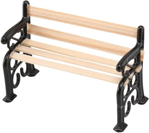 Miniatur-Parkbank, Puppenhaus-Dekoration, Zubehör, Miniatur-Puppenhaus, Miniatur-Parkbank, Waage, Zubehör, Mini-Feengartenstühle-Set für Heimwerker, Puppenhaus-Ornament (4,8 x 2,3 x 3,3 cm) von Yxinjy