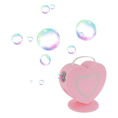 Seifenblasenmaschine in Herzform, 23x8x26cm Seifenblasenmaschine Kinder, Automatische Seifenblasenmaschine, Seifenblasenmaschine mit 360° Drehung für Kinder (Rosa) von YyanLAK