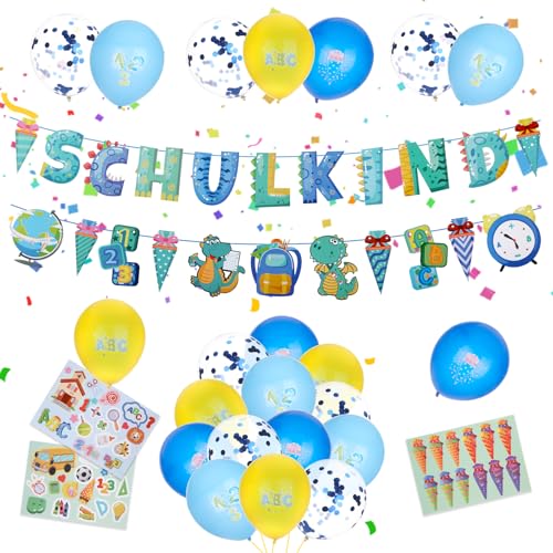 SCHULSchulkind 2025 Deko Einschulung Junge MäDchen Set,Blau Einschulung Deko,Schulkind Banner+22 Luftballon+3 Aufklebers,Schulanfang SchuleinfüHrung Deko für Schulkind Junge MäDchen SCHULSchulkind 2025 Deko Einschulung Junge MäDchen Set,Blau Einschulung Deko,Schulkind Banner+22 Luftballon+3 Aufklebers,Schulanfang SchuleinfüHrung Deko für Schulkind Junge MäDchen von Yylaiire