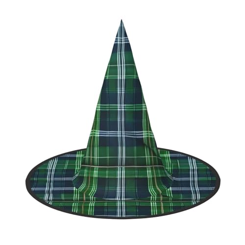 Yyoretp Blaues schottisches Schottenkaro-Druck, Halloween-Kostüm, Hexenhut, Erwachsene, Karneval, Cosplay, Party, Kostümzubehör von Yyoretp