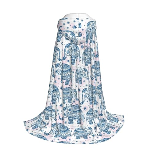 Yyoretp Boho-Elefanten-Aufdruck, Kapuzenumhang für Kinder mit Halloween, Weihnachten, Cosplay, Kapuzenumhang von Yyoretp