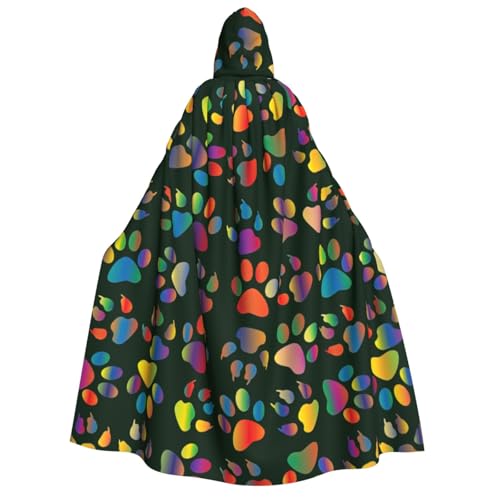 Yyoretp Bunter Hundepfotenabdruck für Erwachsene, Kapuzenumhang für Halloween, Cosplay, Tod, Vampir-Kostüme Yyoretp Bunter Hundepfotenabdruck für Erwachsene, Kapuzenumhang für Halloween, Cosplay, Tod, Vampir-Kostüme von Yyoretp
