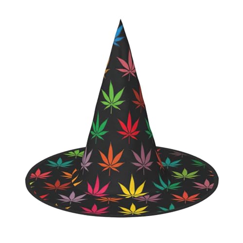 Yyoretp Buntes Cannabisblätter-Druck, Halloween-Kostüm, Hexenhut, Erwachsene, Karneval, Cosplay, Party, Kostümzubehör Yyoretp Buntes Cannabisblätter-Druck, Halloween-Kostüm, Hexenhut, Erwachsene, Karneval, Cosplay, Party, Kostümzubehör von Yyoretp