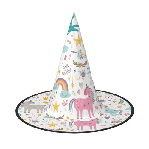 Yyoretp Einhörner rosa Druck Halloween Kostüm Hexenhut Erwachsene Karneval Cosplay Party Kostüm Zubehör Yyoretp Einhörner rosa Druck Halloween Kostüm Hexenhut Erwachsene Karneval Cosplay Party Kostüm Zubehör von Yyoretp