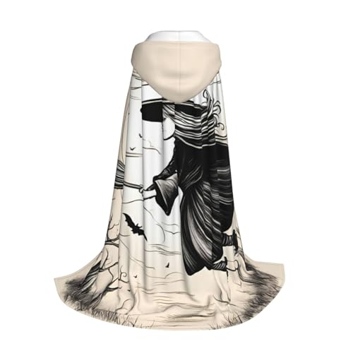 Yyoretp Halloween Hexe fliegender Druck Kapuzenumhang für Kinder mit Halloween Weihnachten Cosplay Kapuzenumhang Kostüm von Yyoretp