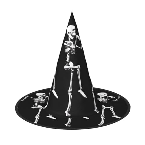 Yyoretp Halloween Posable Skelett Schädel Druck Halloween Kostüm Hexenhut Erwachsene Karneval Cosplay Party Kostüm Zubehör von Yyoretp
