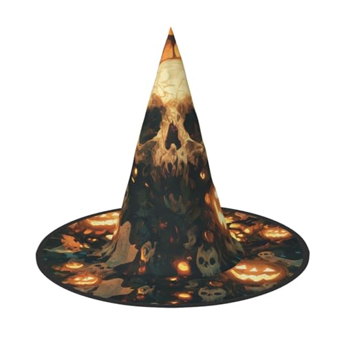 Yyoretp Halloween Totenkopf Druck Halloween Kostüm Hexenhut Erwachsene Karneval Cosplay Party Kostüm Zubehör von Yyoretp