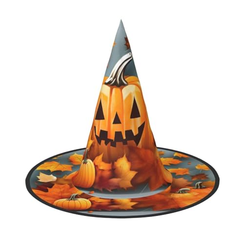 Yyoretp Herbstlaub Thanksgiving Day Kürbis Druck Halloween Kostüm Hexenhut Erwachsene Karneval Cosplay Party Kostüm Zubehör von Yyoretp
