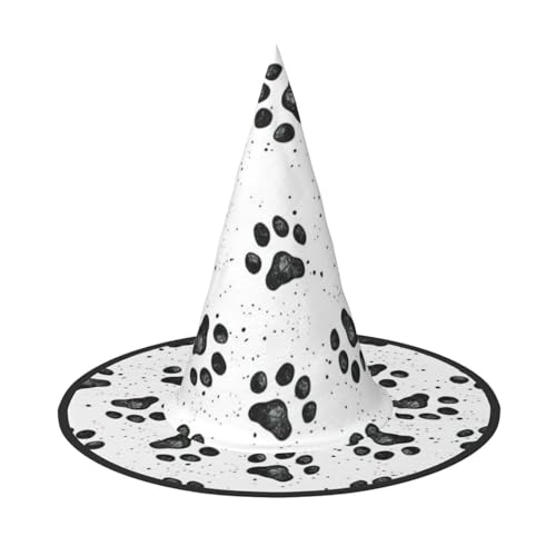 Yyoretp Hundepfotenmuster Druck Halloween Kostüm Hexenhut Erwachsene Karneval Cosplay Party Kostüm Zubehör von Yyoretp