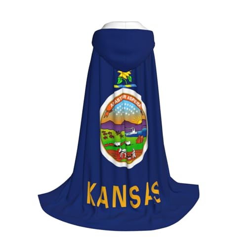 Yyoretp Kansas Kapuzenumhang mit Staatsflagge, für Kinder mit Halloween, Weihnachten, Cosplay, Kapuzenumhang von Yyoretp