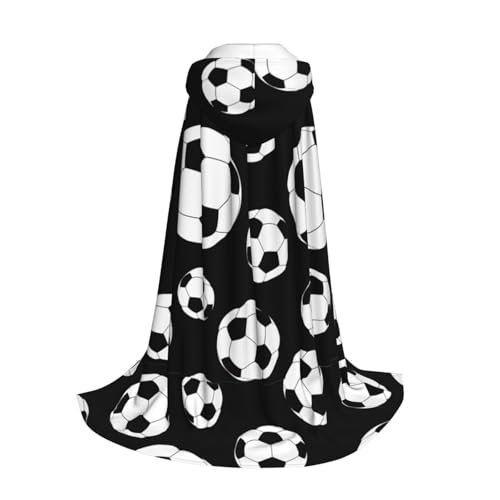 Yyoretp Kapuzenumhang für Kinder mit schwarzem Fußball-Aufdruck, für Halloween, Weihnachten, Cosplay, Kapuzenumhang von Yyoretp