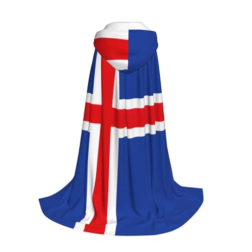Yyoretp Kapuzenumhang mit Flagge von Island, für Kinder mit Kapuze, Halloween, Weihnachten, Cosplay, Kostüm von Yyoretp