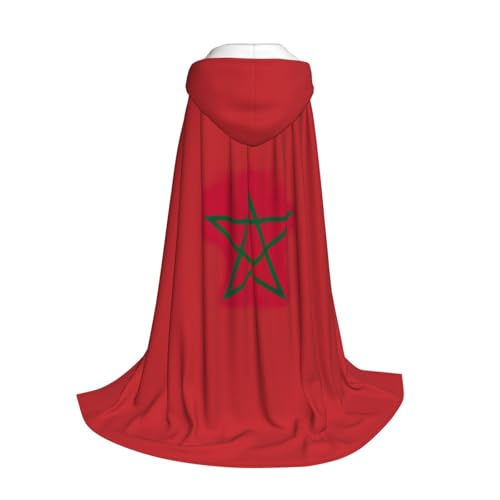 Yyoretp Kapuzenumhang mit Flagge von Marokko, für Kinder mit Halloween, Weihnachten, Cosplay, Kapuzenumhang von Yyoretp