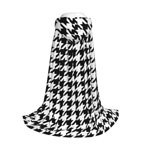 Yyoretp Kapuzenumhang mit Hahnentrittmuster für Kinder mit Kapuze, für Halloween, Weihnachten, Cosplay, Kostüm, Schwarz von Yyoretp