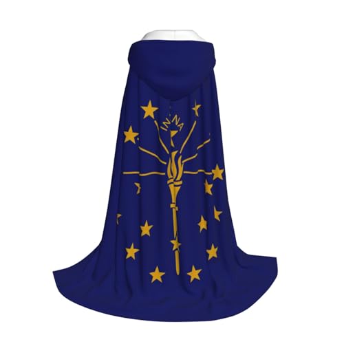 Yyoretp Kapuzenumhang mit Indiana-Staatsflagge, für Kinder mit Halloween, Weihnachten, Cosplay, Kapuzenumhang von Yyoretp
