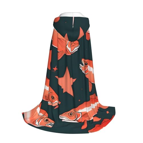 Yyoretp Kapuzenumhang mit Lachsdruck für Kinder mit Halloween, Weihnachten, Cosplay, Kapuzenumhang von Yyoretp