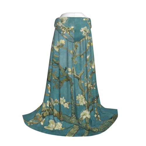 Yyoretp Kapuzenumhang mit Mandelblüten-Aufdruck, für Kinder mit Halloween, Weihnachten, Cosplay, Kapuzenumhang von Yyoretp