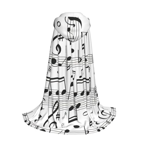 Yyoretp Kapuzenumhang mit Musiknotenaufdruck für Kinder mit Halloween, Weihnachten, Cosplay, Kapuzenumhang von Yyoretp