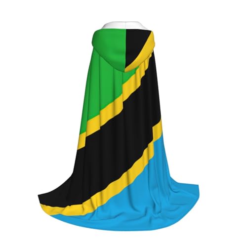 Yyoretp Kapuzenumhang mit Tansania-Flagge, für Kinder, Halloween, Weihnachten, Cosplay, Kapuzenumhang von Yyoretp