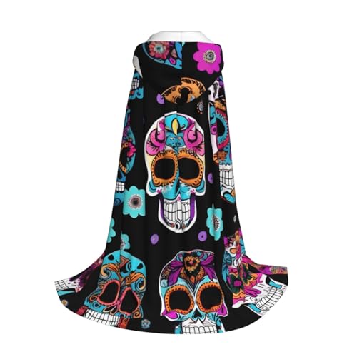 Yyoretp Kapuzenumhang mit Totenkopf-Aufdruck für Kinder mit Halloween, Weihnachten, Cosplay, Kapuzenumhang von Yyoretp