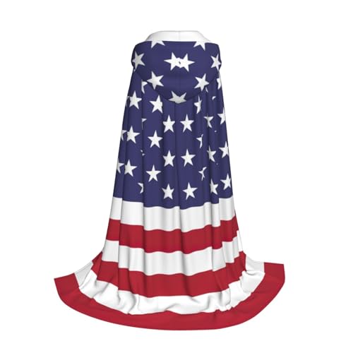 Yyoretp Kapuzenumhang mit amerikanischer Flagge, für Kinder mit Halloween, Weihnachten, Cosplay, Kapuzenumhang von Yyoretp