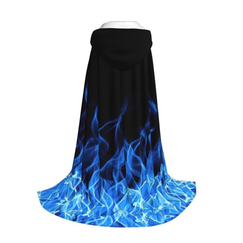 Yyoretp Kapuzenumhang mit blauem Flammenaufdruck, für Kinder mit Halloween, Weihnachten, Cosplay, Kapuzenumhang von Yyoretp