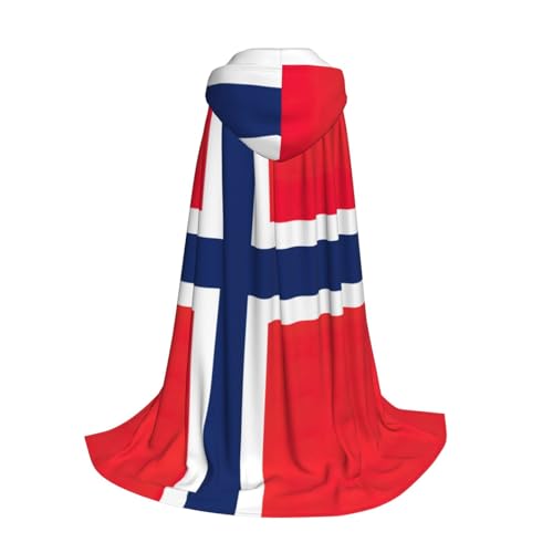 Yyoretp Kapuzenumhang mit norwegischer Flagge, für Kinder, Halloween, Weihnachten, Cosplay, Kapuzenumhang von Yyoretp