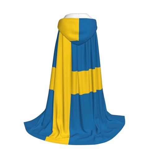 Yyoretp Kapuzenumhang mit schwedischer Flagge, für Kinder mit Halloween, Weihnachten, Cosplay, Kapuzenumhang von Yyoretp