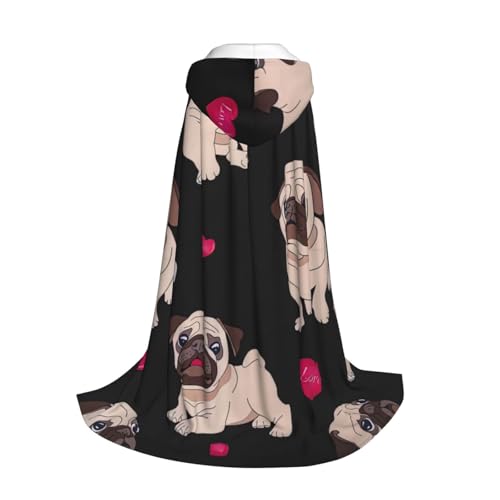 Yyoretp Kapuzenumhang mit süßem Mops-Aufdruck für Kinder mit Halloween-/Weihnachts-/Cosplay-Kapuzenumhang-Kostüm Yyoretp Kapuzenumhang mit süßem Mops-Aufdruck für Kinder mit Halloween-/Weihnachts-/Cosplay-Kapuzenumhang-Kostüm von Yyoretp