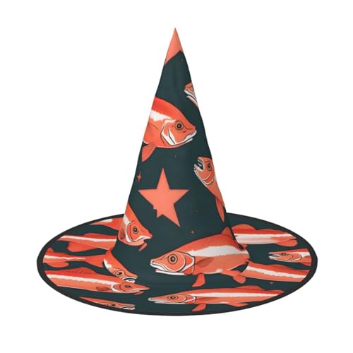 Yyoretp Lachsdruck Halloween Kostüm Hexenhut Erwachsene Karneval Cosplay Party Kostüm Zubehör von Yyoretp